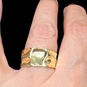 Gold over silver thumb ring, adjustable size stamped .925